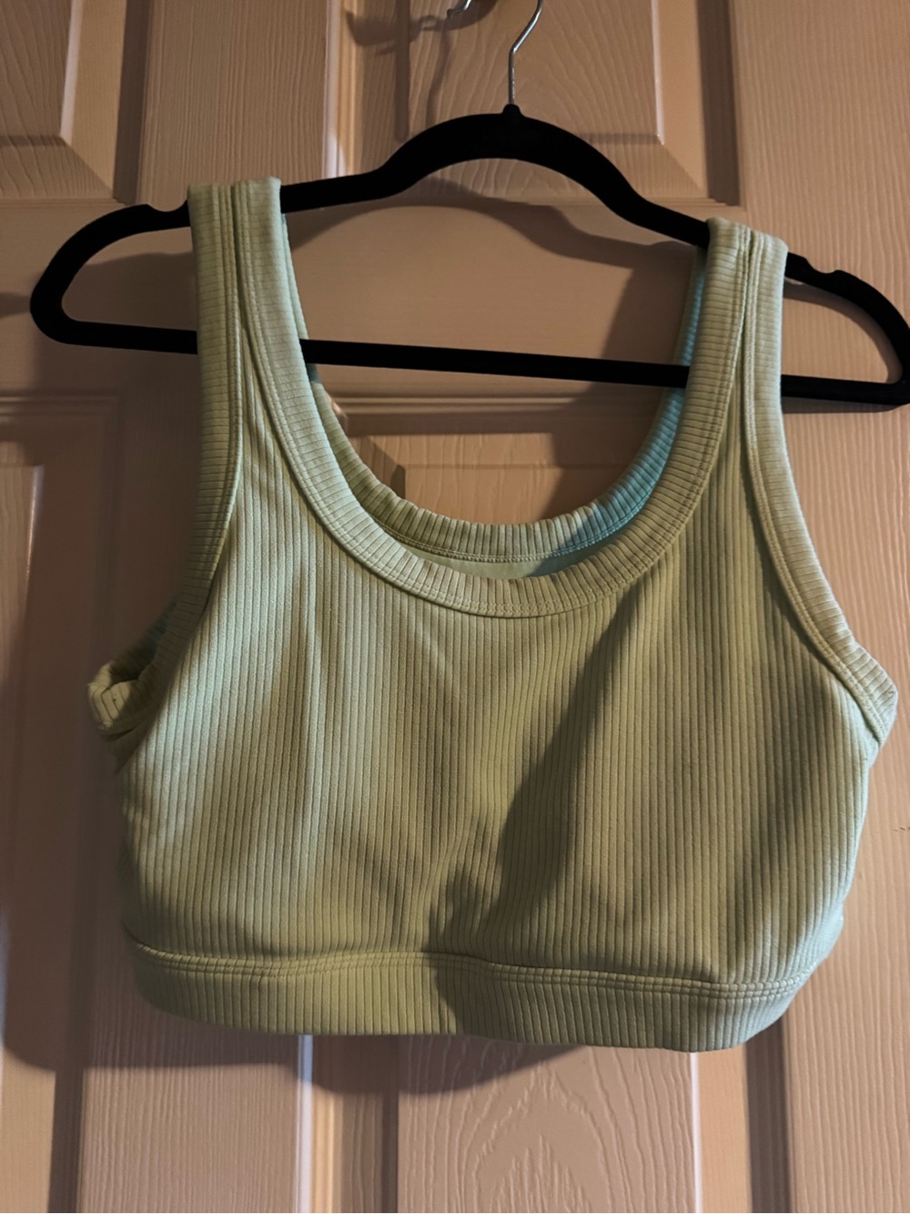 Alo Yoga- Light/Mint Green Ribbed Scoop Neck Bralette - Women Intimates